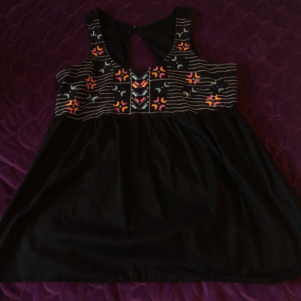 black embroidered tank